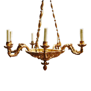 SOLD- 19th Century Italian Giltwood Chandelier with Seven Arms